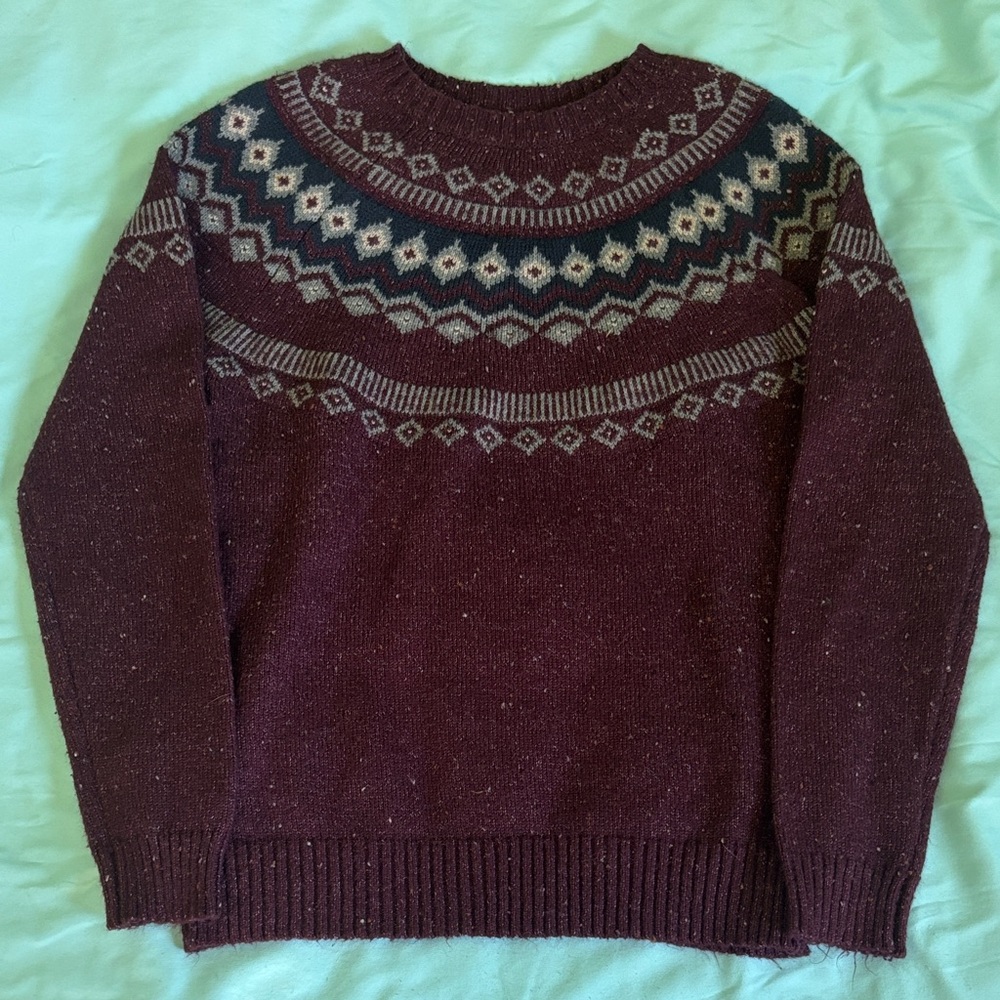 Women’s Burgundy Patterned Sweater